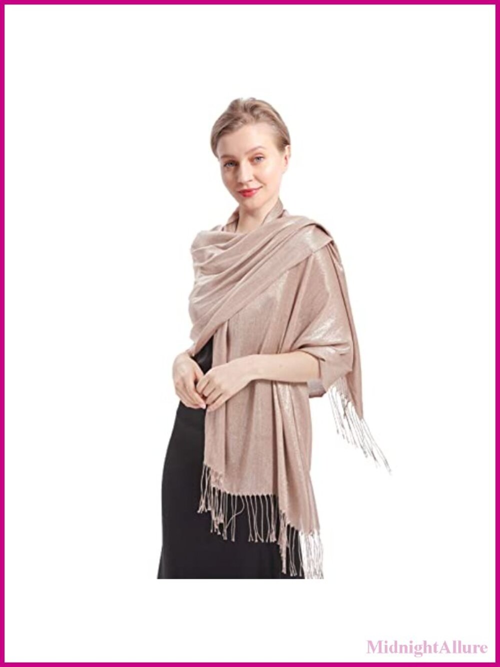 Metallic Glitter Pashmina Shawl Wrap Fringe Evening Party